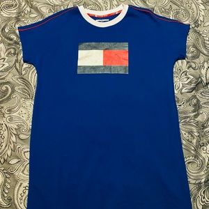 Tommy Hilfiger Sport Womens Sweatshirt Large Logo Dress Tunic Blue Size Large